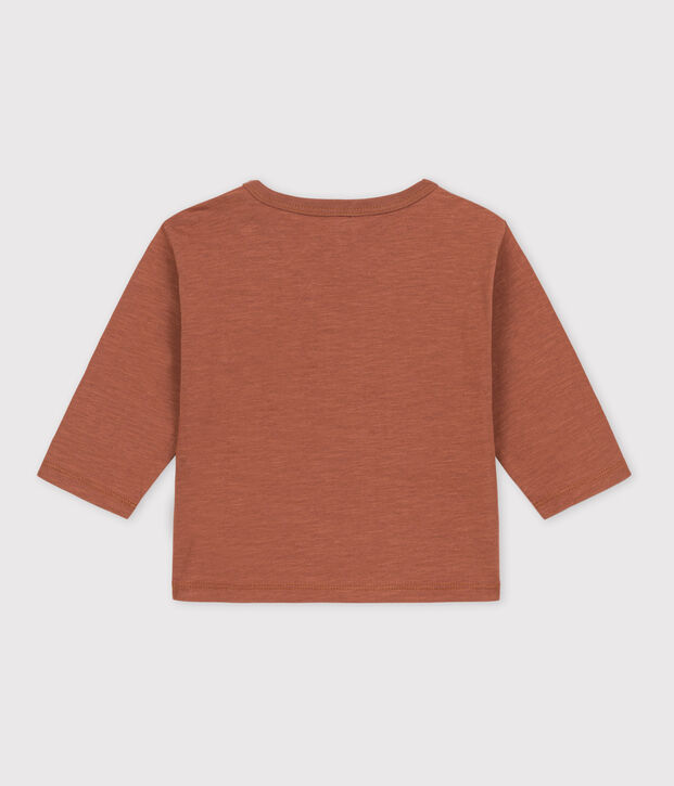 Tee-shirt manches longues b&eacute;b&eacute; en coton marron