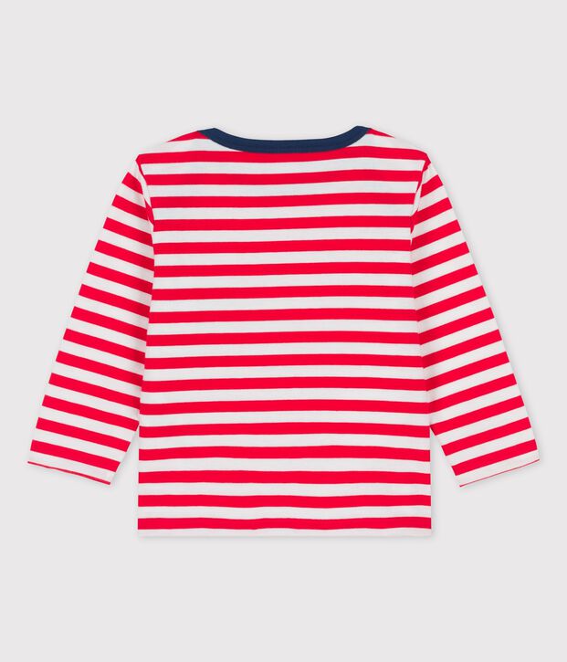 Tee-shirt manches longues ray&eacute; en jersey b&eacute;b&eacute; rouge/blanc