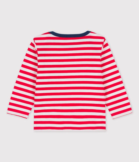Tee-shirt manches longues rayé en jersey bébé rouge PEPS/blanc MARSHMALLOW