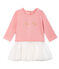 Robe manches longues bi-matière bébé fille rose CHARME/blanc MULTICO CN