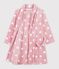 Robe de chambre enfant en polaire imprim&eacute;e rose/blanc