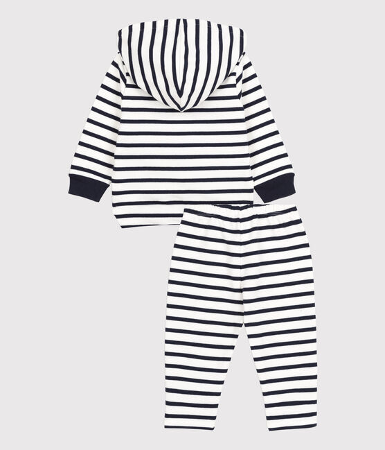 Ensemble rayé marinière deux pièces bio bébé blanc MARSHMALLOW/bleu SMOKING
