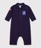 Combinaison longue b&eacute;b&eacute; en coton uni bleu marine