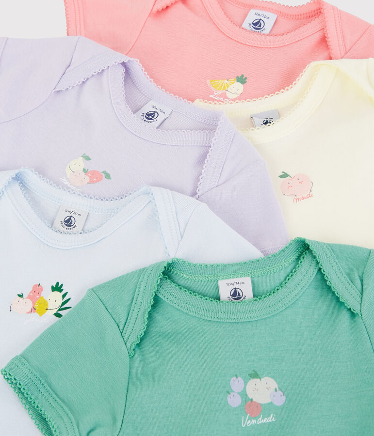 Lot de 5 bodies manches courtes fruit&eacute;s b&eacute;b&eacute; fille multicouleur