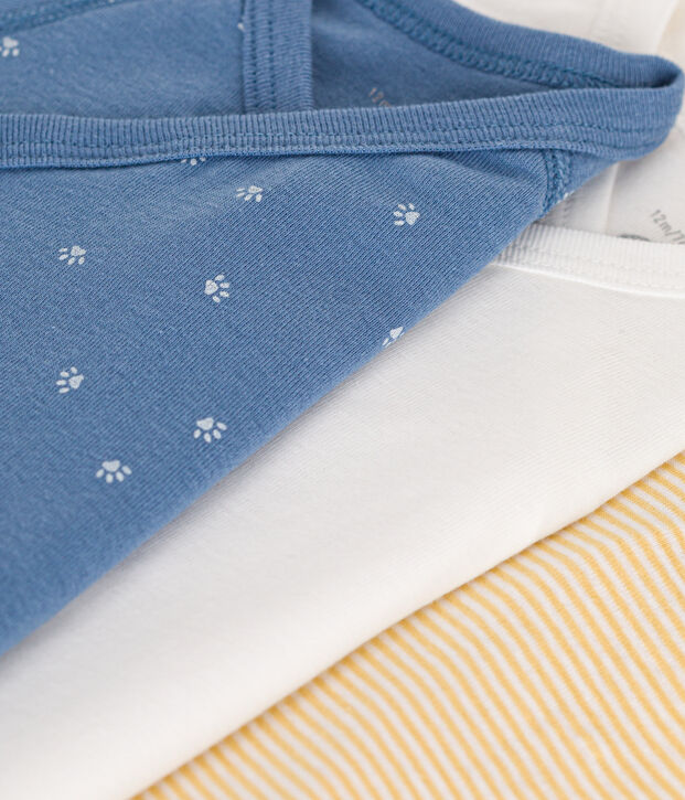 Lot de 3 bodies crois&eacute;s manches longues en coton b&eacute;b&eacute; multicouleur