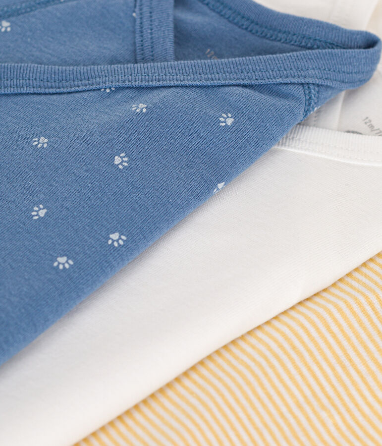 Lot de 3 bodies crois&eacute;s manches longues en coton b&eacute;b&eacute; variante 1