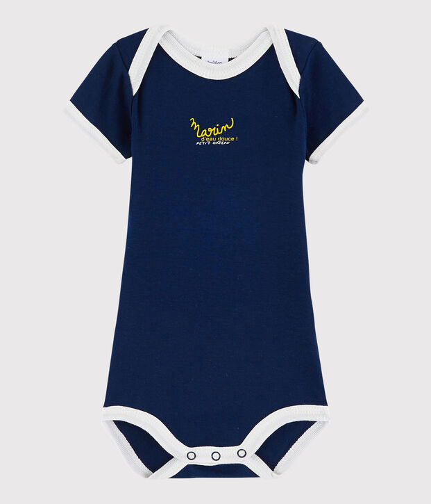 Body manches courtes b&eacute;b&eacute; gar&ccedil;on bleu fonc&eacute;