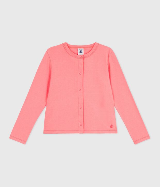 Cardigan enfant en coton uni corail
