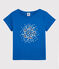 T-shirt manches courtes en coton bio enfant fille bleu DELFT