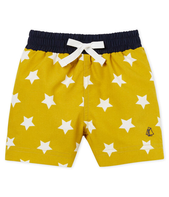 Short de plage imprimé bébé garçon jaune BAMBOO/blanc MARSHMALLOW