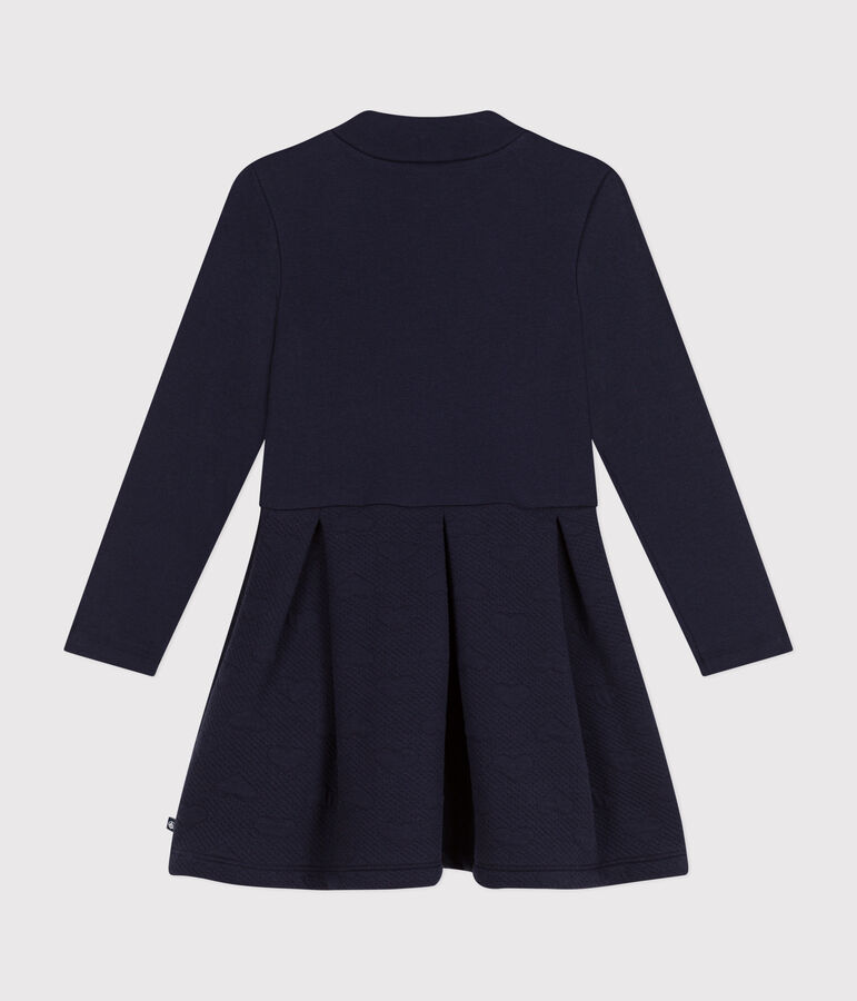 Robe manches longues bi-mati&egrave;re enfant fille bleu SMOKING