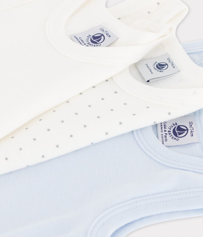 Lot de 3 bodies sans manches en coton biologique multicouleur