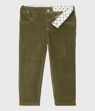 Pantalon en velours b&eacute;b&eacute;. vert