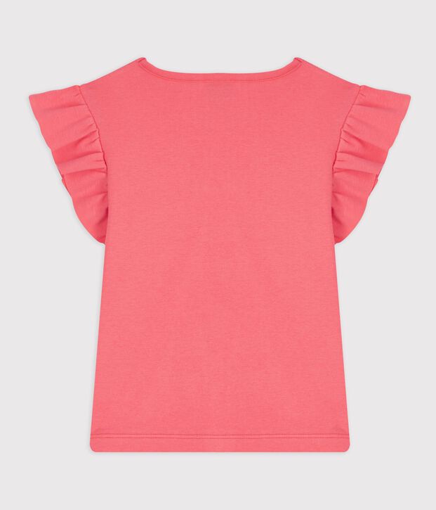 Tee-shirt enfant manches courtes en coton uni corail