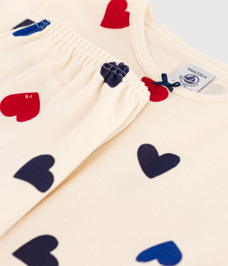 Pyjacourt c&oelig;ur petite fille en coton blanc AVALANCHE/ MULTICO