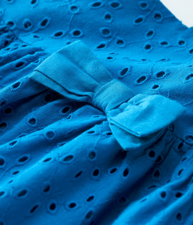 Robe &agrave; bretelles en broderie anglaise b&eacute;b&eacute; fille bleu