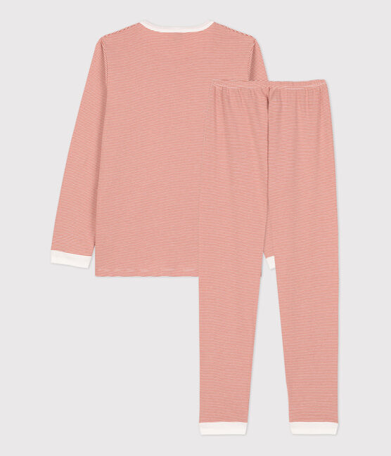 Pyjama milleraies fille / garçon en coton rose BRANDY/blanc MARSHMALLOW