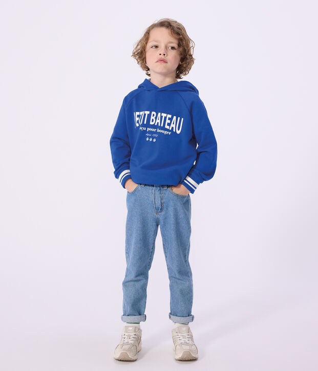 Sweatshirt &agrave; capuche enfant en coton bleu vif