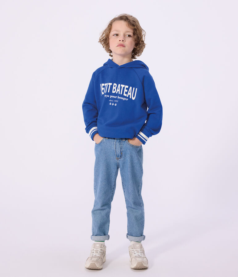 Sweatshirt &agrave; capuche enfant en coton bleu PERSE