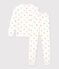 Pyjama femme en coton &eacute;ponge imprim&eacute; c&oelig;urs &eacute;cru/multicouleur
