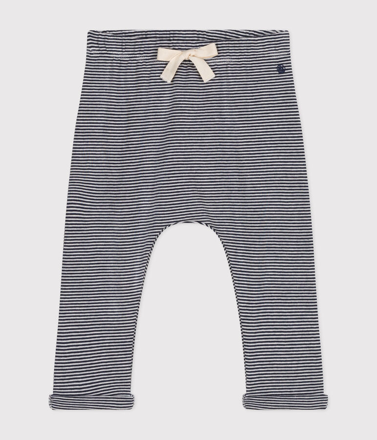 Pantalon en coton bio b&eacute;b&eacute; bleu SMOKING/blanc MARSHMALLOW