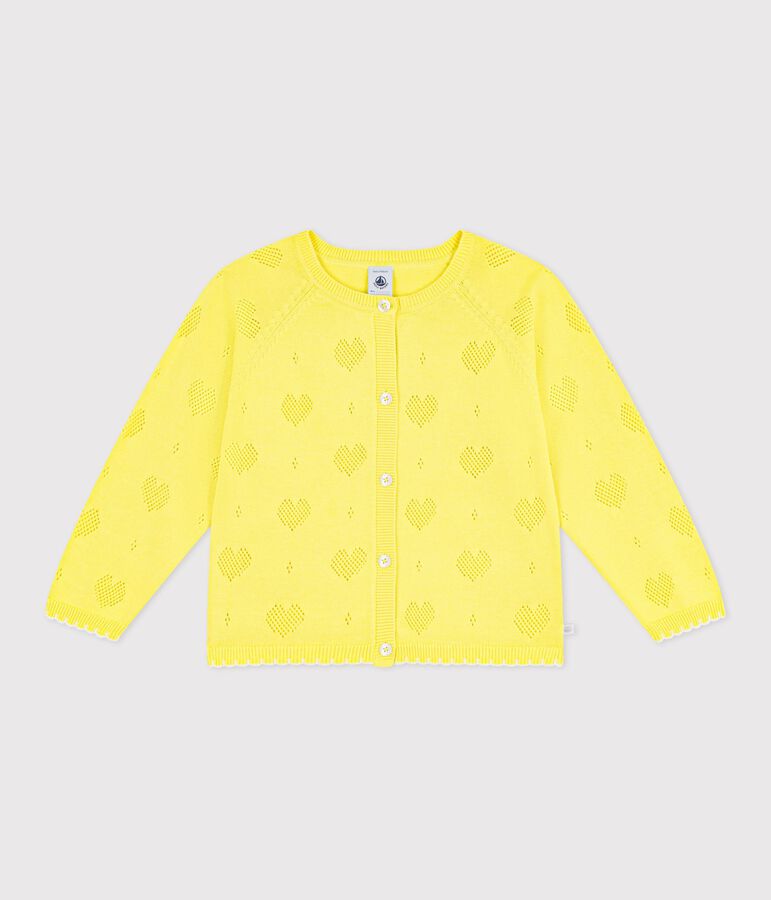 Cardigan enfant en coton uni jaune