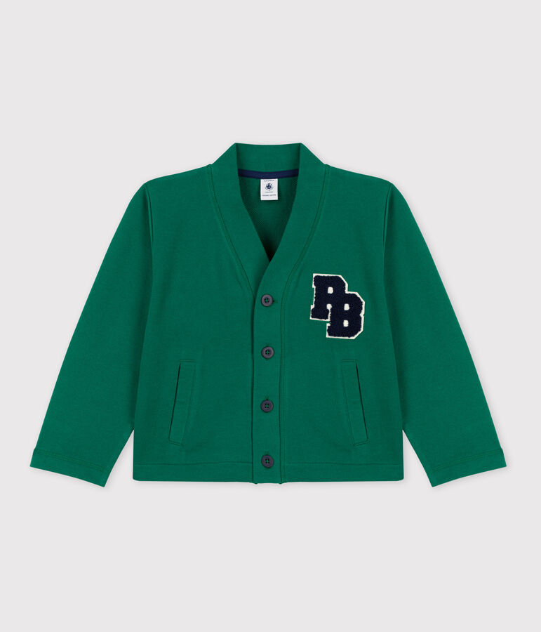 Cardigan en molleton enfant gar&ccedil;on vert