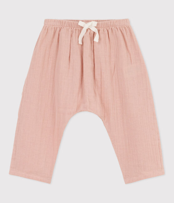 Pantalon en gaze de coton bébé rose SALINE