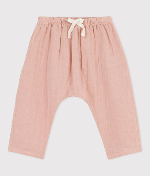 Pantalon en gaze de coton b&eacute;b&eacute; rose