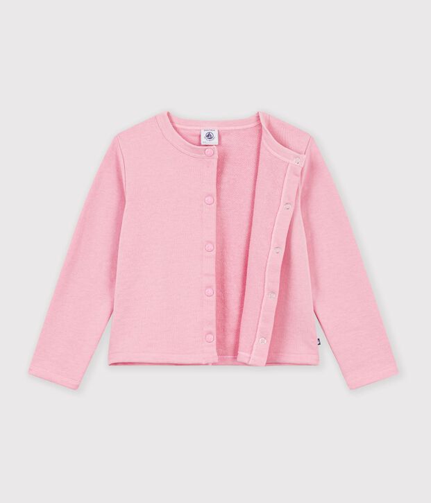 Cardigan enfant en coton uni rose