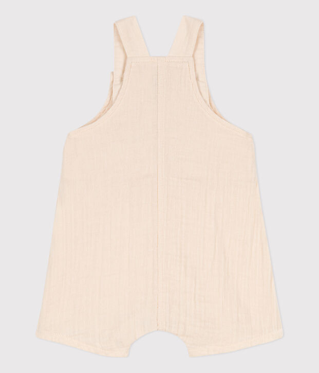 Salopette courte en gaze de coton b&eacute;b&eacute; &eacute;cru