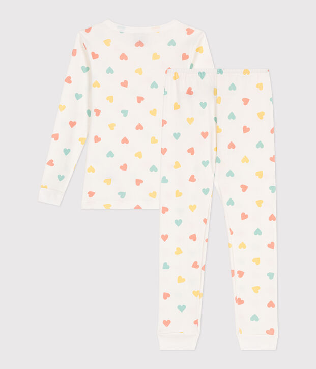Pyjama tr&egrave;s ajust&eacute; enfant en coton imprim&eacute; blanc/multicouleur