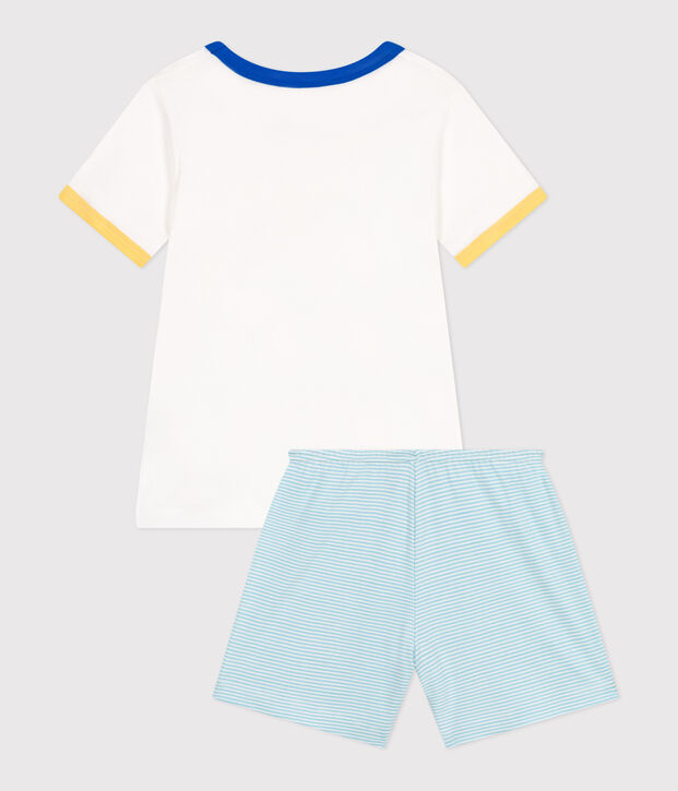 Pyjama short enfant en coton blanc/multicouleur