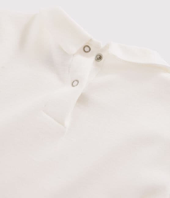 T-shirt fille à col claudine blanc MARSHMALLOW