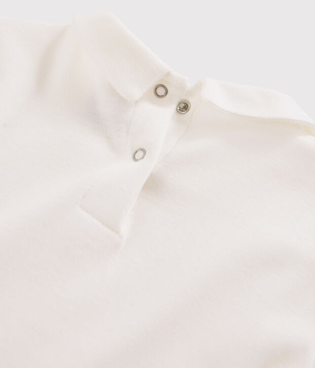 T-shirt fille &agrave; col claudine blanc