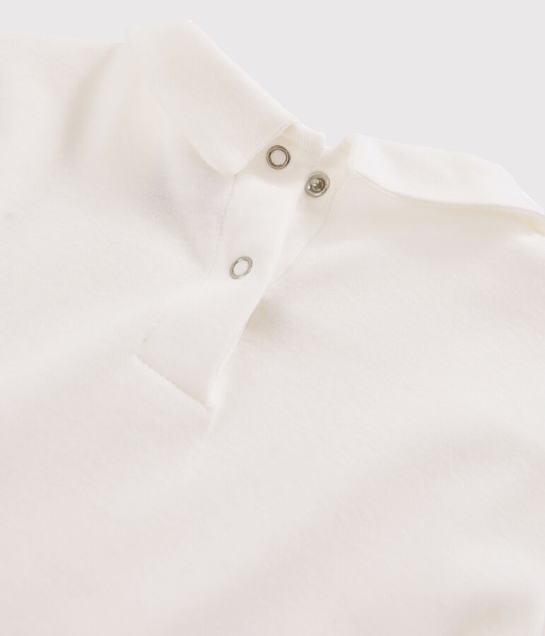 T-shirt fille &agrave; col claudine blanc