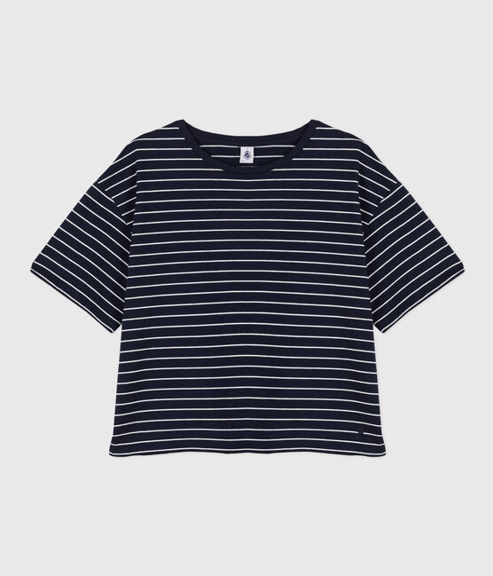 T-shirt LE BOXY en coton Femme bleu SMOKING/blanc MARSHMALLOW