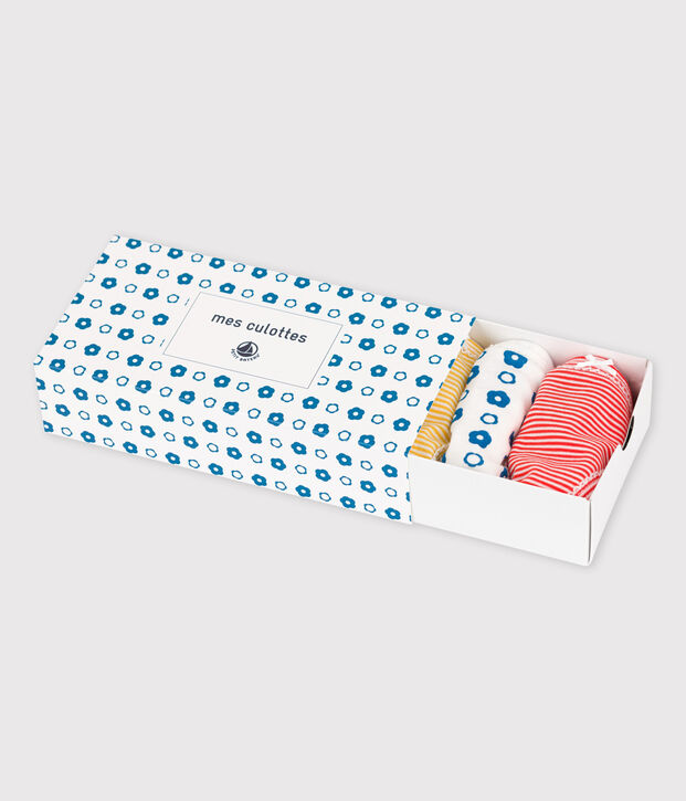 Lot de 5 culottes fleur graphique petite fille en coton biologique multicouleur