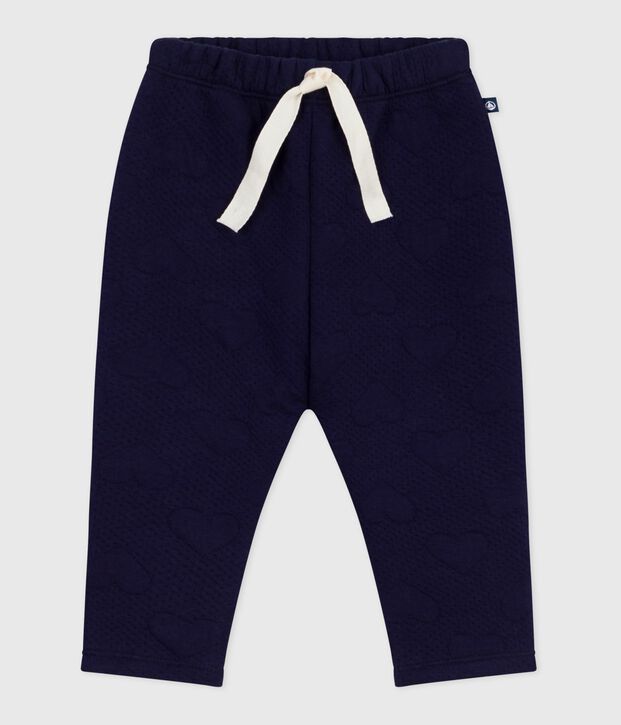 Pantalon b&eacute;b&eacute; en coton &eacute;pais &agrave; motifs c&oelig;urs bleu marine