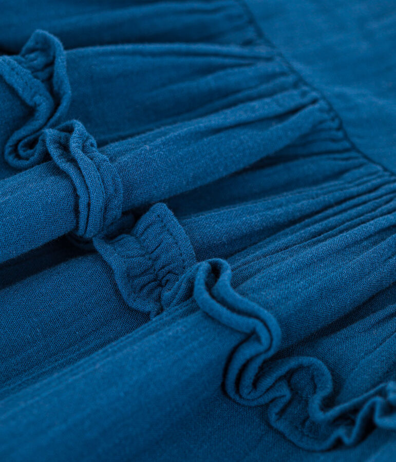 Robe manches courtes en gaze de coton enfant fille bleu INCOGNITO