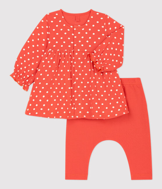 Robe legging à pois bébé fille en coton biologique OURSIN/ ECUME