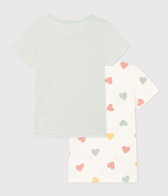 Lot de 2 tee shirts manches courtes cœur en coton petite fille variante 1