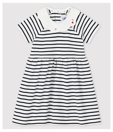 PETIT BATEAU - Robe manches courtes en côte rayé bébé fille