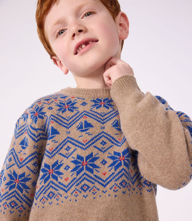 Pull jacquard enfant en laine et coton multicouleur/multicouleur