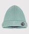 Bonnet bébé en tricot doublé en polaire vert PAUL