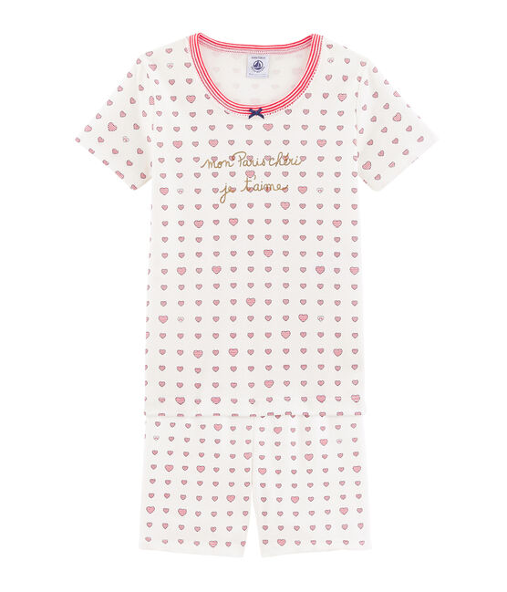 Pyjacourt petite fille coupe très ajustée blanc MARSHMALLOW/blanc MULTICO