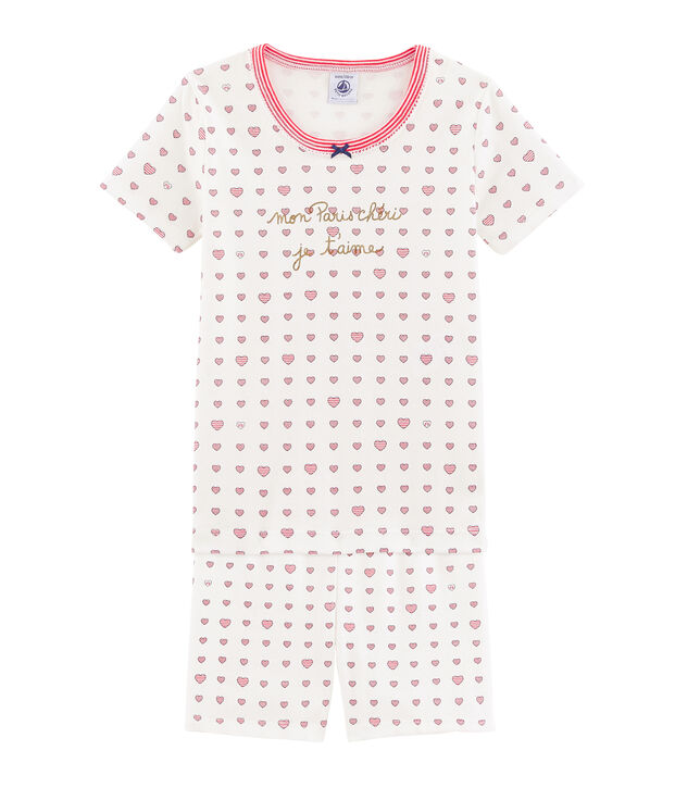 Pyjacourt petite fille coupe tr&egrave;s ajust&eacute;e blanc/multicouleur