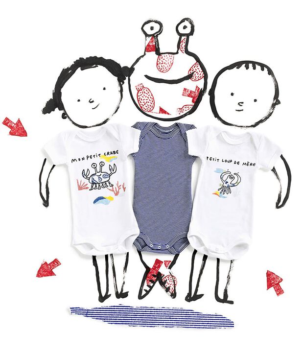 Lot de 3 bodies manches courtes Serge Bloch b&eacute;b&eacute; multicouleur