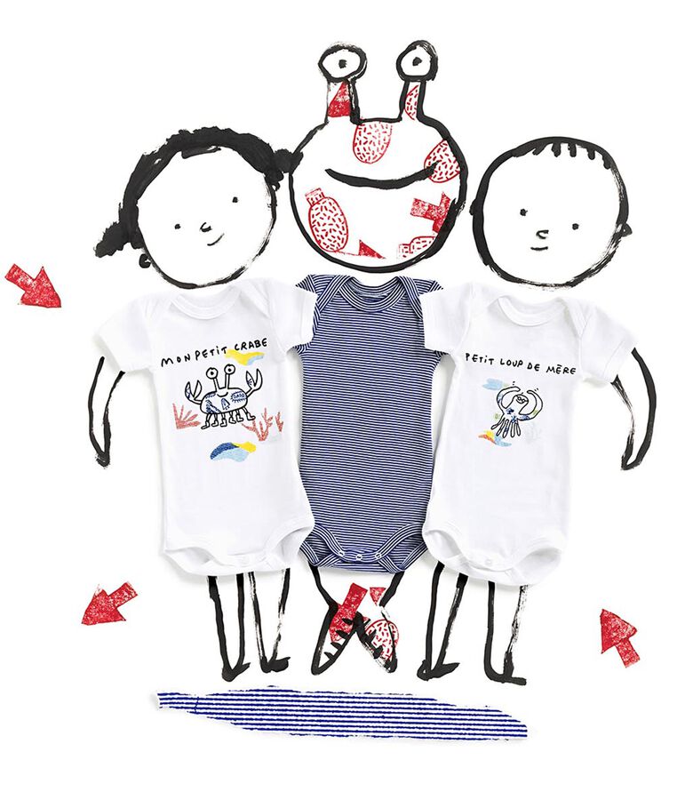 Lot de 3 bodies manches courtes Serge Bloch b&eacute;b&eacute; variante 1