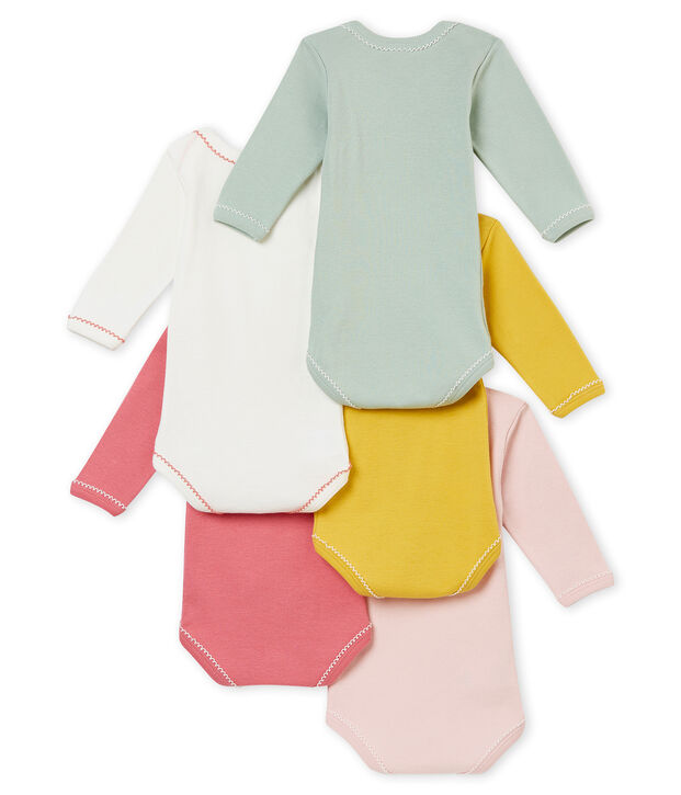 Lot de 5 bodies manches longues b&eacute;b&eacute; fille multicouleur
